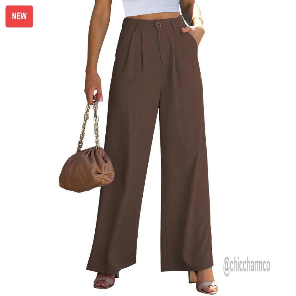 High Waisted Wide Leg Work Pants Flowy Trousers Business Casual Office